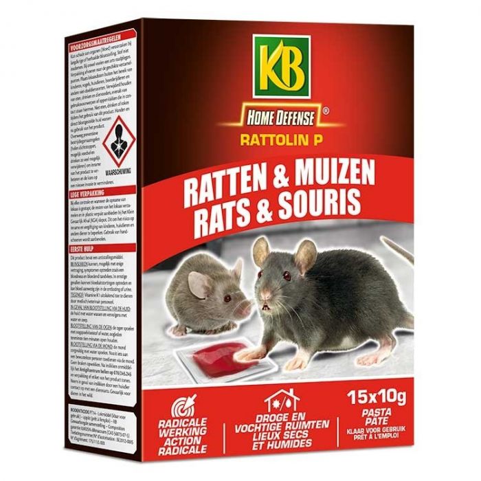 Pâte pour rats & souris Rattolin P – KB Home Defense 15 x 10 g